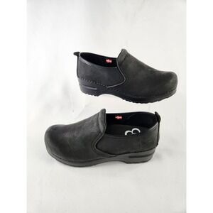 Sanita Womans 38 Size 7 Original Professional Oil Leather Clog Shoes Black NEW